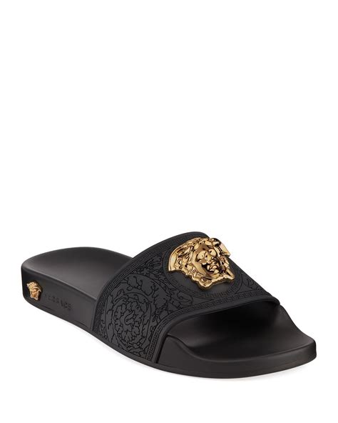 versace palazzo medusa pool slides price|Versace palazzo slides.